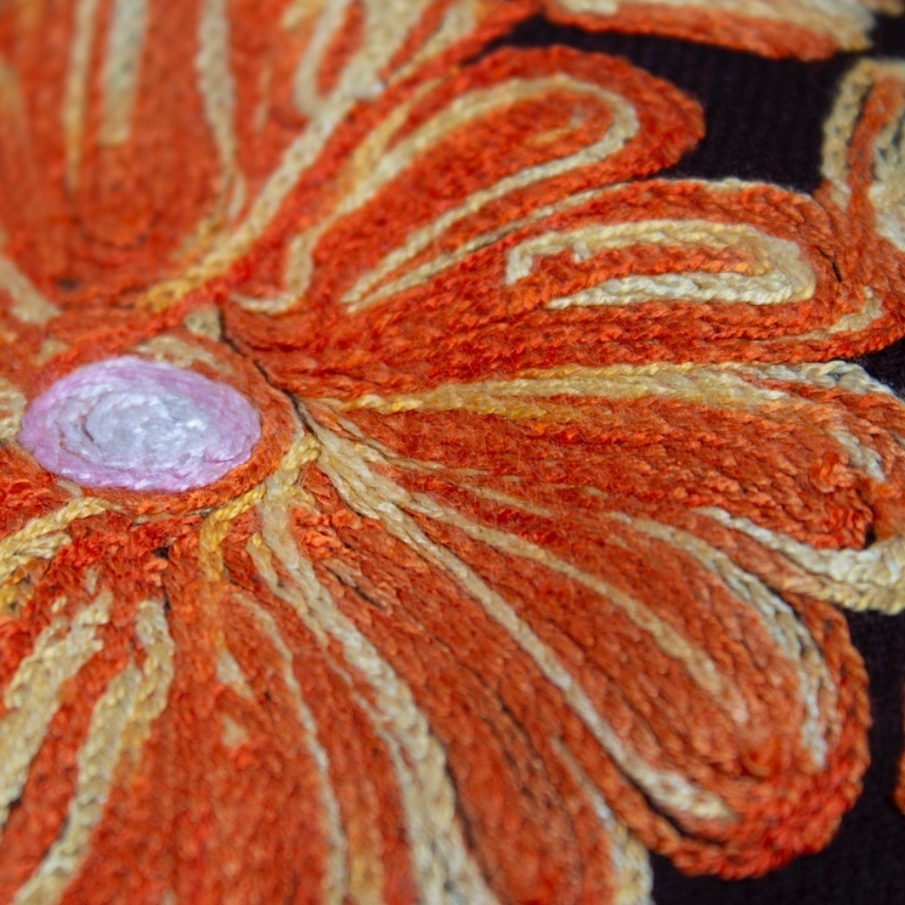KASHMIRI Floral Shawl | Kashmir Wool Hand-Embroidered Floral Shawl | 72” x 24” - Picture 5 of 11